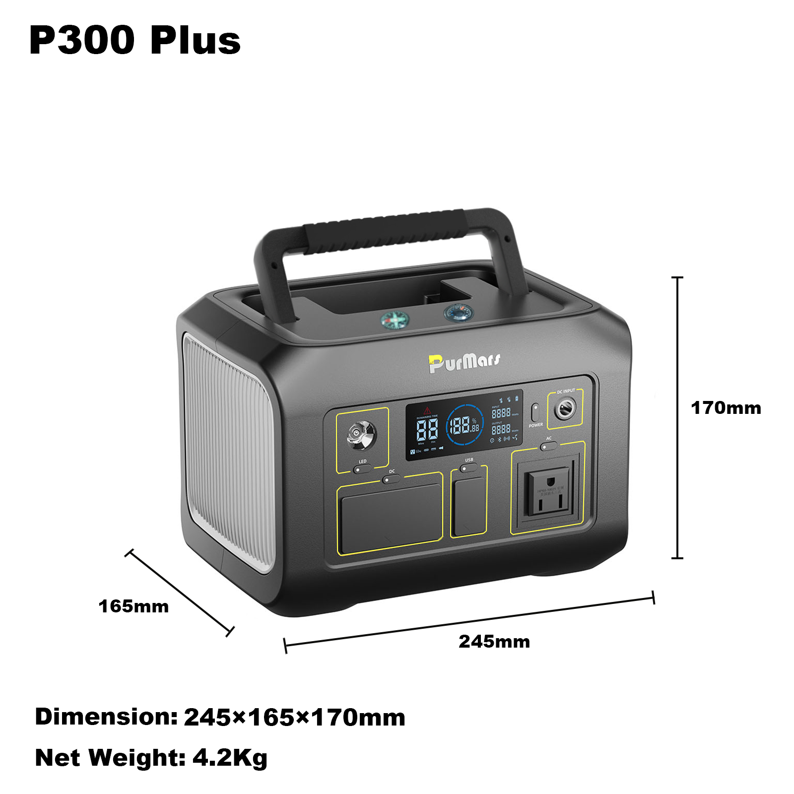 Estación de energía portátil P300 plus|300W|compresor& Termómetro